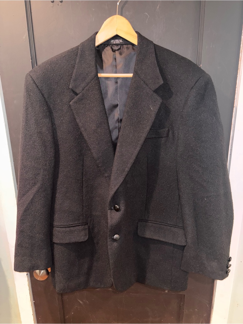 Today’s Man Amherst & Brock 100% Camel Hair Sport Coat Blazer Black 42R USA
